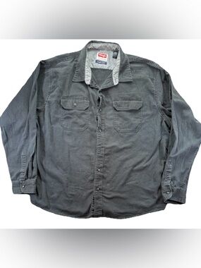 Wrangler Comfort Flex Button Up Shirt Men's 2XL Black Long Sleeve Workwear